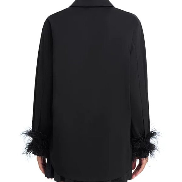 English Factory Black Feather-Cuff Pointed Collar Shirt NWT M – 100% Cotton - Picture 7 of 7